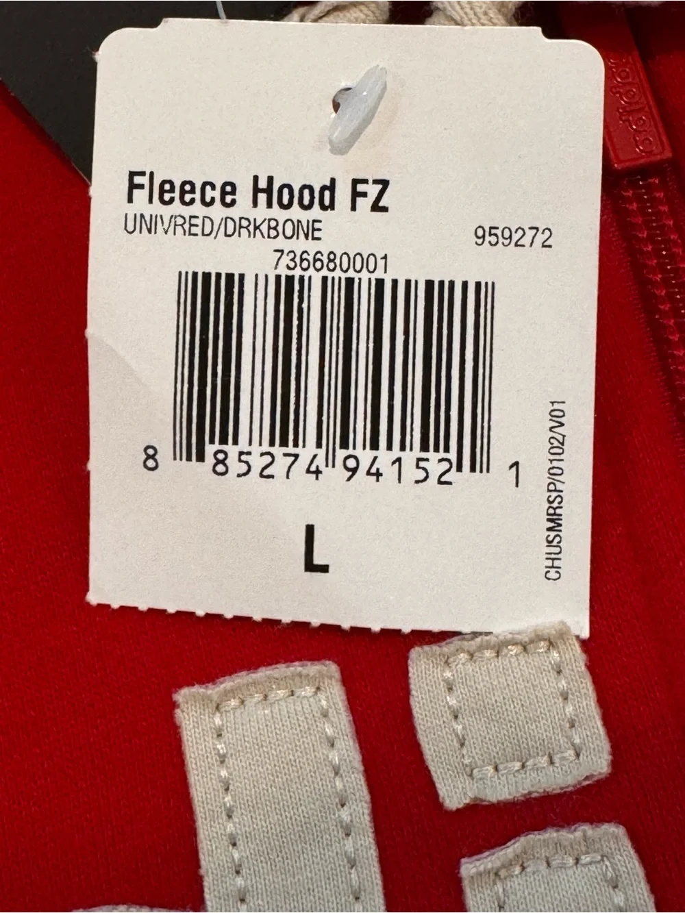 NWT Deadstock Vintage 2006 Adidas Red Full Zip Fleece Hoodie Big Logo L